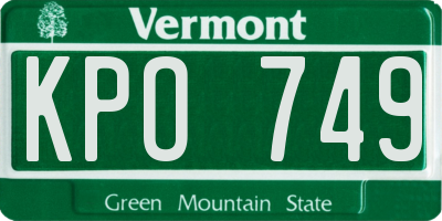 VT license plate KPO749