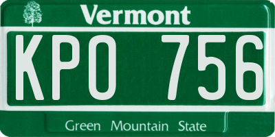 VT license plate KPO756
