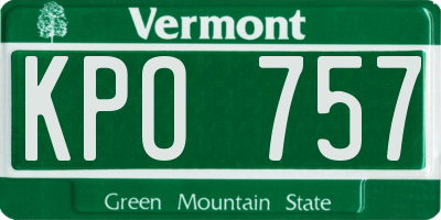 VT license plate KPO757