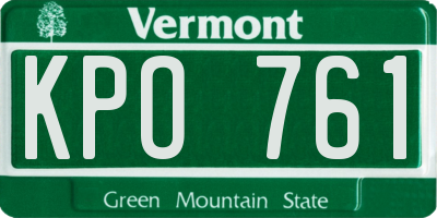 VT license plate KPO761