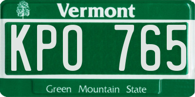 VT license plate KPO765