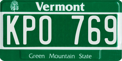 VT license plate KPO769