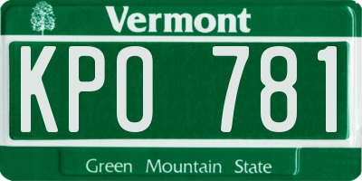 VT license plate KPO781