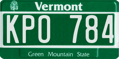 VT license plate KPO784