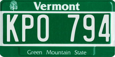 VT license plate KPO794