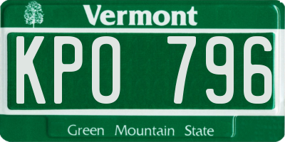 VT license plate KPO796
