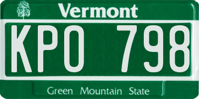 VT license plate KPO798