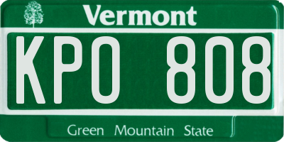 VT license plate KPO808