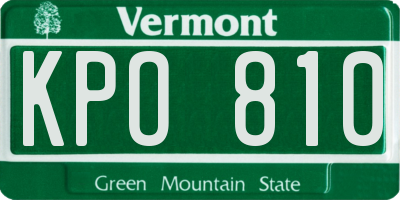 VT license plate KPO810