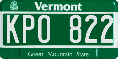 VT license plate KPO822