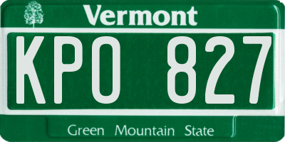 VT license plate KPO827