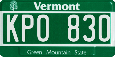 VT license plate KPO830