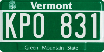 VT license plate KPO831