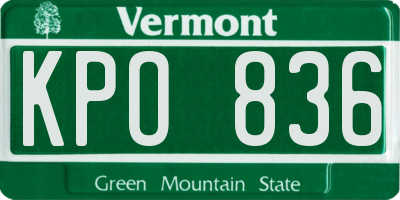 VT license plate KPO836