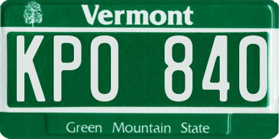 VT license plate KPO840