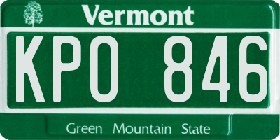 VT license plate KPO846