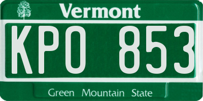 VT license plate KPO853