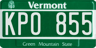 VT license plate KPO855