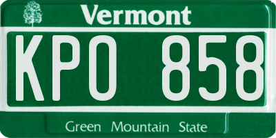 VT license plate KPO858