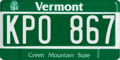 VT license plate KPO867