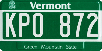 VT license plate KPO872