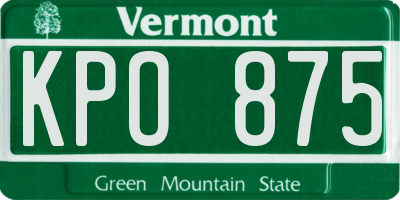 VT license plate KPO875