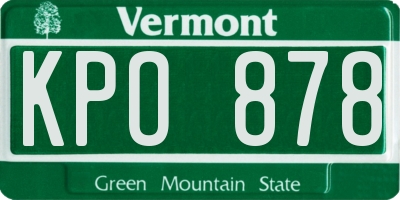 VT license plate KPO878