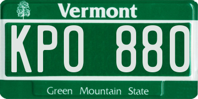 VT license plate KPO880