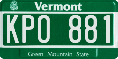 VT license plate KPO881