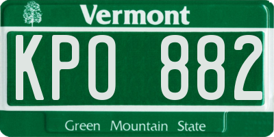 VT license plate KPO882