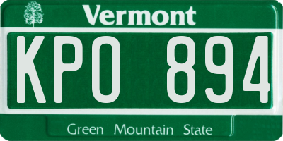 VT license plate KPO894
