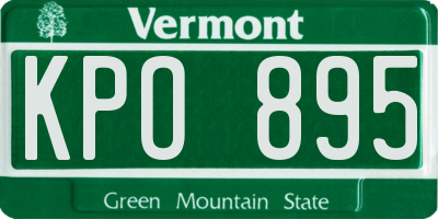 VT license plate KPO895