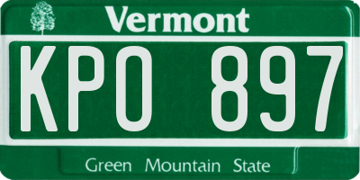 VT license plate KPO897