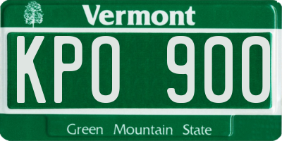 VT license plate KPO900