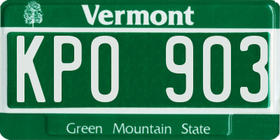 VT license plate KPO903