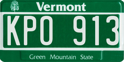 VT license plate KPO913