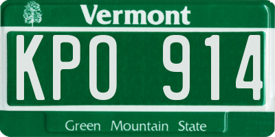 VT license plate KPO914