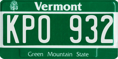 VT license plate KPO932
