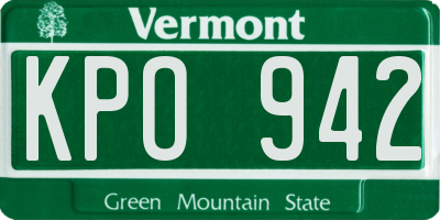 VT license plate KPO942