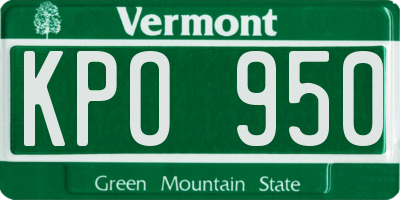 VT license plate KPO950