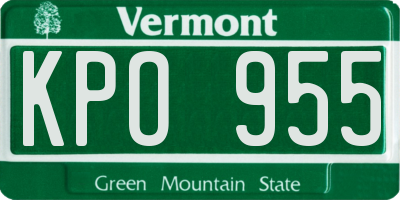 VT license plate KPO955