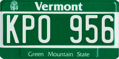 VT license plate KPO956