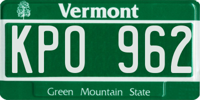 VT license plate KPO962