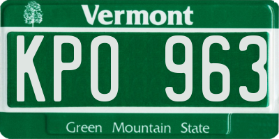 VT license plate KPO963