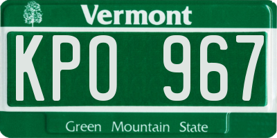 VT license plate KPO967