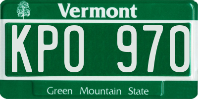 VT license plate KPO970