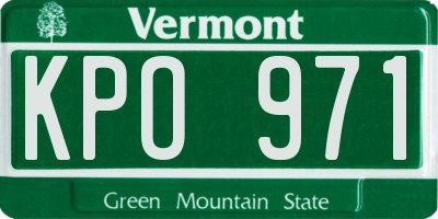 VT license plate KPO971