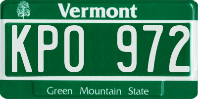 VT license plate KPO972