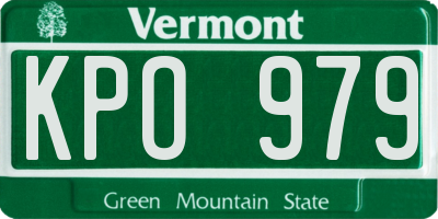 VT license plate KPO979