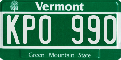 VT license plate KPO990
